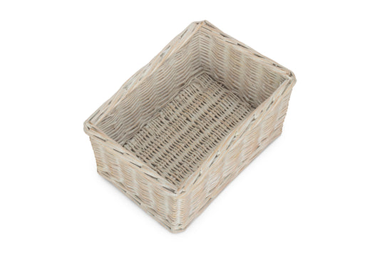 SIZE 2 SMALL WHITE WASH FINISH WILLOW TRAY