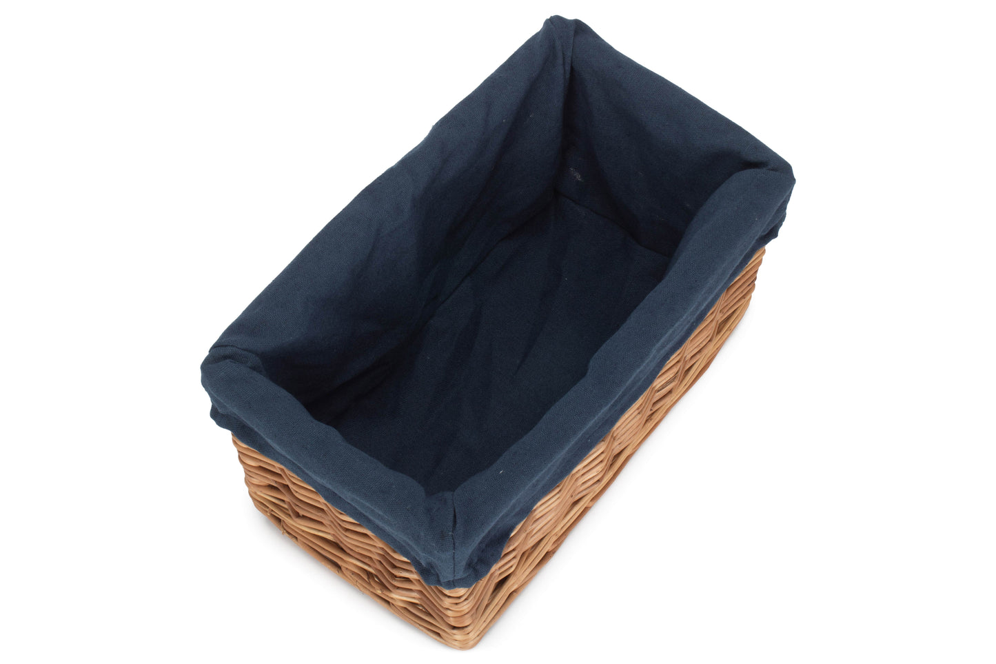 SMALL DOUBLE STEAMED STORAGE BASKET with NAVY BLUE LINING