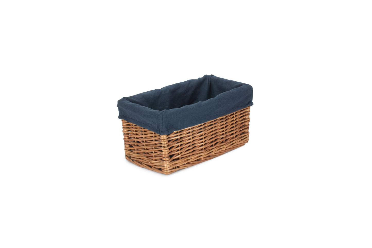 SMALL DOUBLE STEAMED STORAGE BASKET with NAVY BLUE LINING