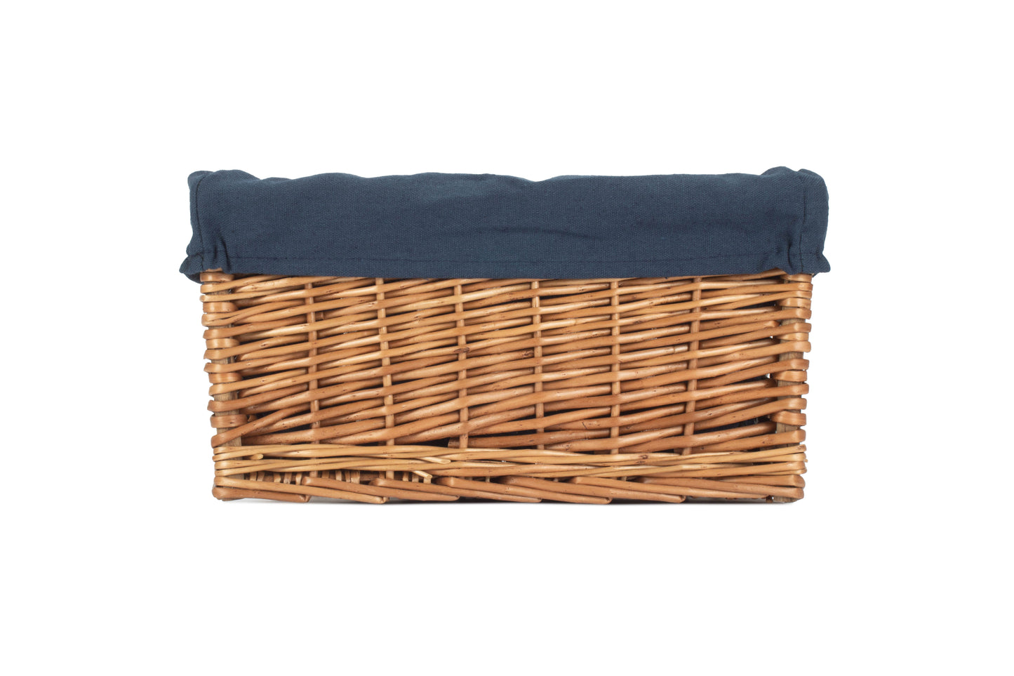 SMALL DOUBLE STEAMED STORAGE BASKET with NAVY BLUE LINING