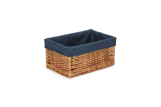 MEDIUM DOUBLE STEAMED STORAGE BASKET with NAVY BLUE LINING