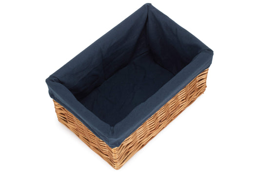 MEDIUM DOUBLE STEAMED STORAGE BASKET with NAVY BLUE LINING