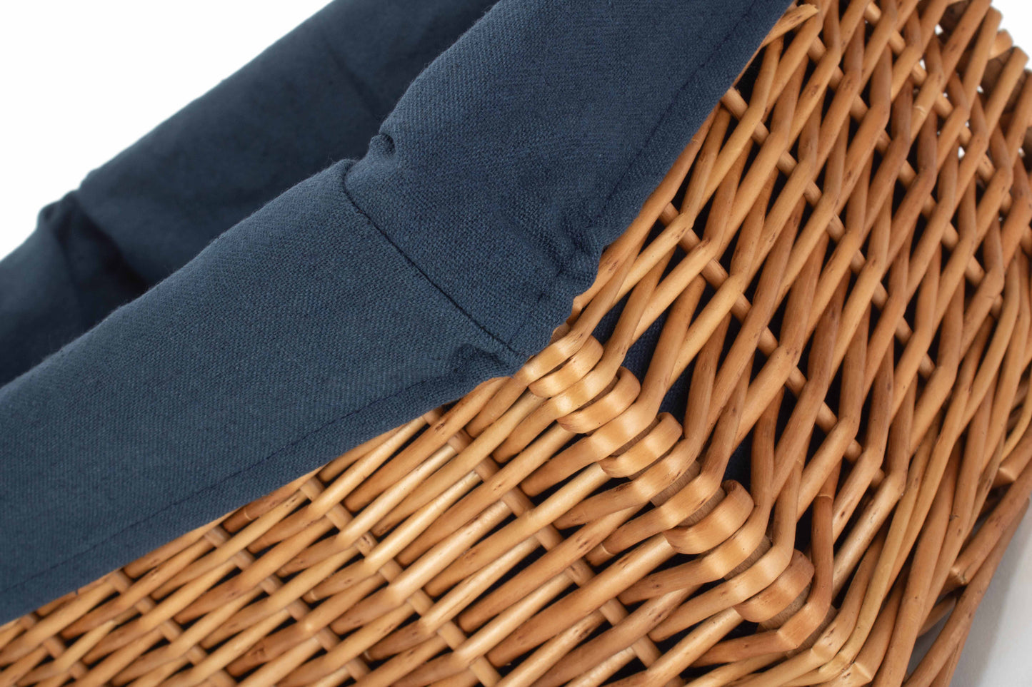 MEDIUM DOUBLE STEAMED STORAGE BASKET with NAVY BLUE LINING