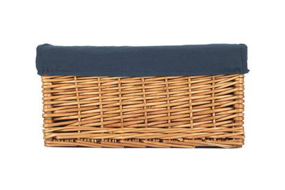 MEDIUM DOUBLE STEAMED STORAGE BASKET with NAVY BLUE LINING