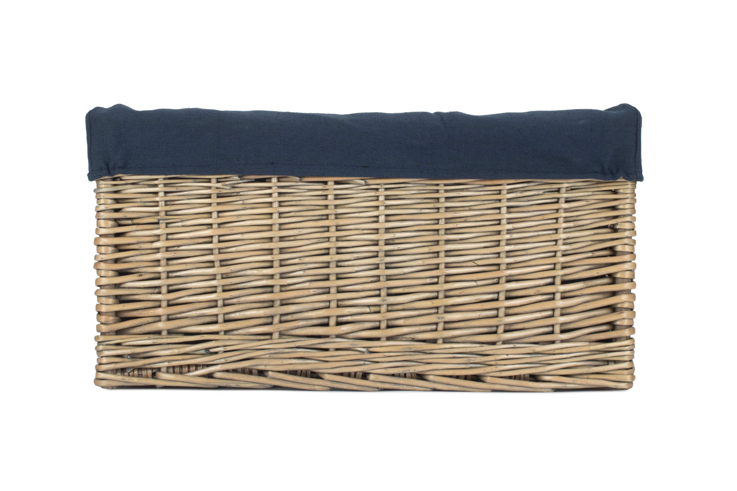 EXTRA LARGE ANTIQUE WASH STORAGE BASKET with NAVY BLUE LINING