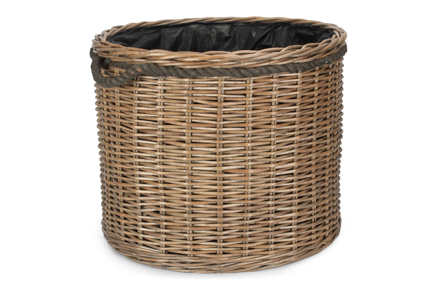 ROUND WILLOW PATIO PLANTER with BLACK PLASTIC LINING