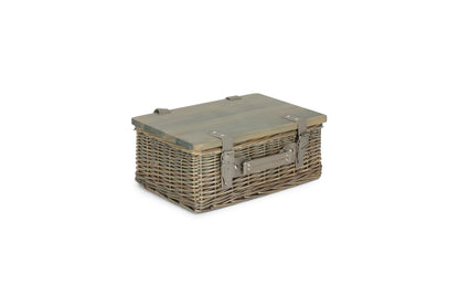 14" ANTIQUE WASH HAMPER with WOODEN LID