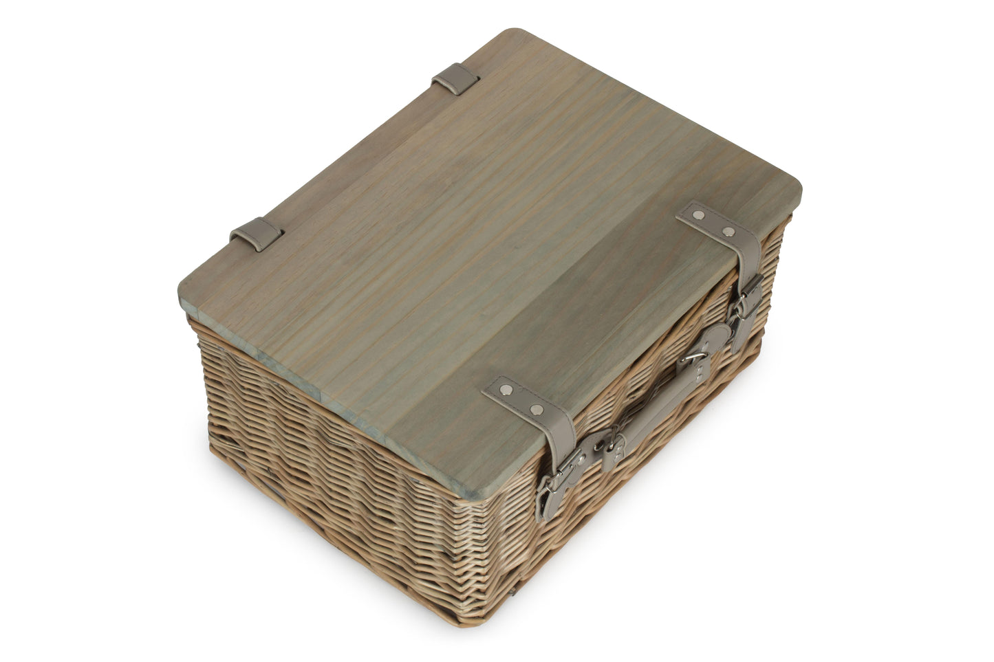 16" ANTIQUE WASH HAMPER with WOODEN LID