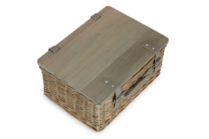 16" ANTIQUE WASH HAMPER with WOODEN LID
