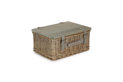 16" ANTIQUE WASH HAMPER with WOODEN LID