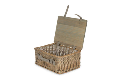16" ANTIQUE WASH HAMPER with WOODEN LID