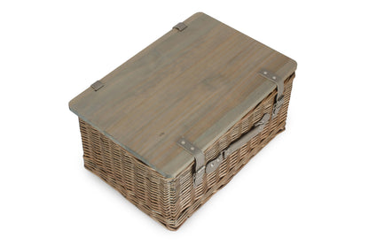 20" ANTIQUE WASH HAMPER with WOODEN LID