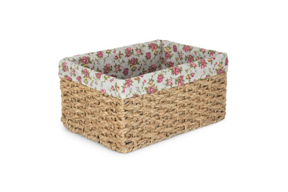 EXTRA LARGE THATCH GRASS STORAGE BASKET with GARDEN ROSE LINING
