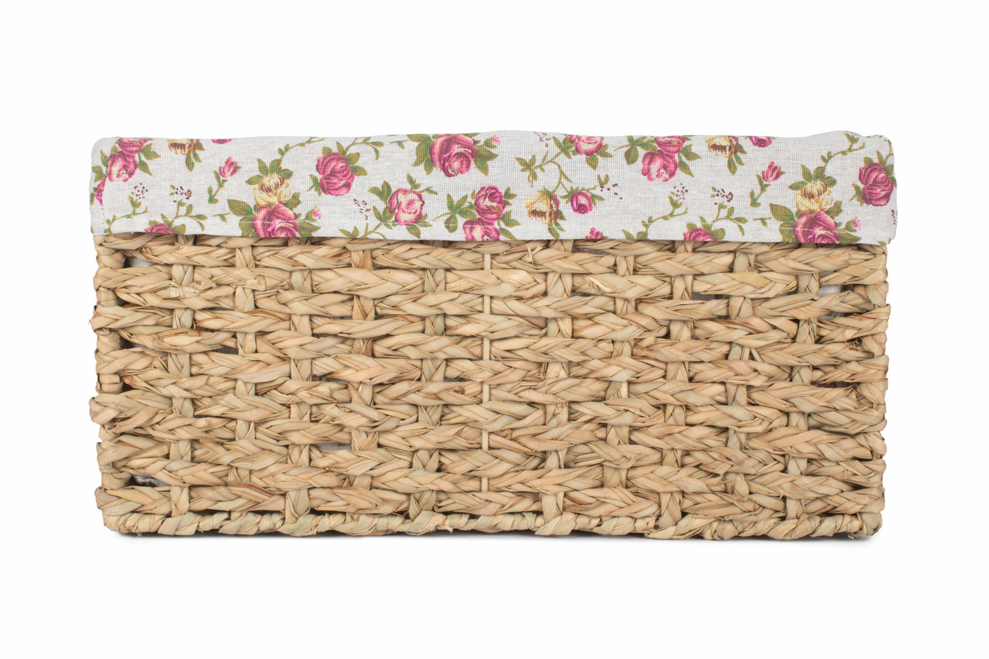 EXTRA LARGE THATCH GRASS STORAGE BASKET with GARDEN ROSE LINING
