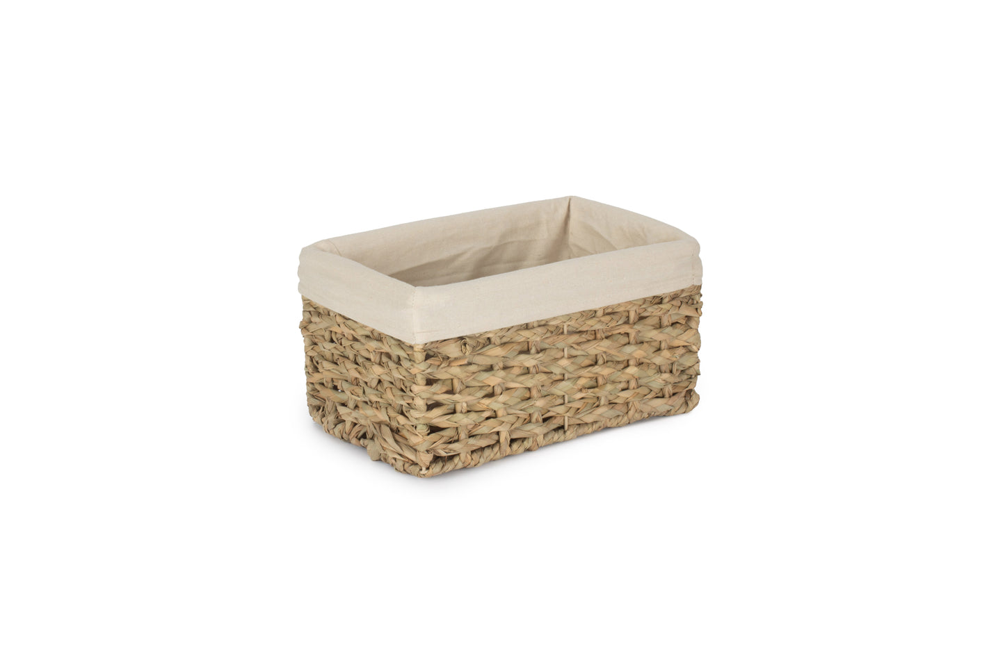 SMALL THATCH GRASS STORAGE BASKET with WHITE LINING