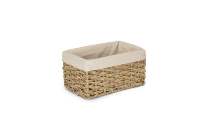 SMALL THATCH GRASS STORAGE BASKET with WHITE LINING