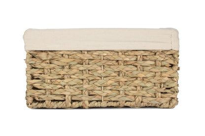 SMALL THATCH GRASS STORAGE BASKET with WHITE LINING