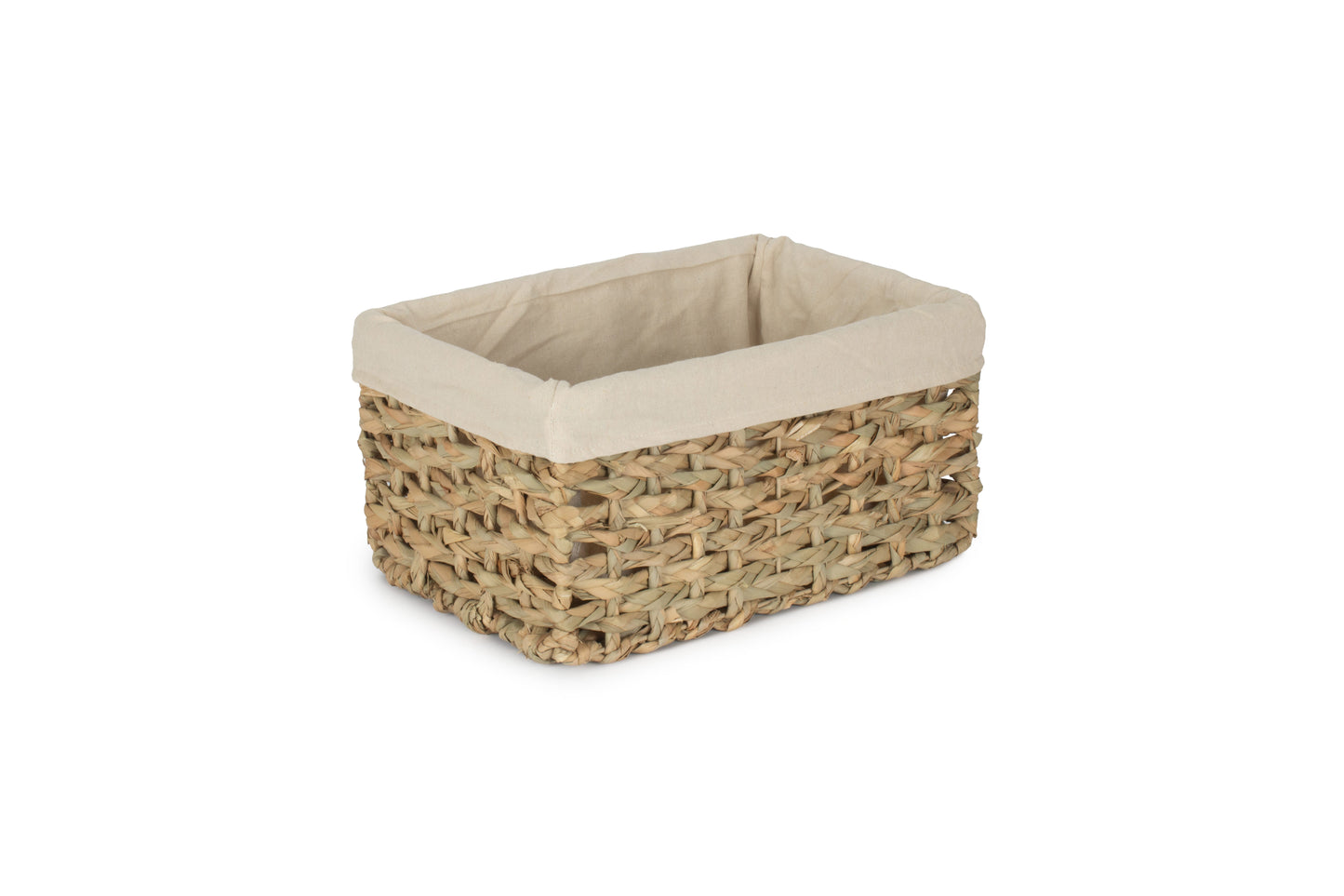 MEDIUM THATCH GRASS STORAGE BASKET with WHITE LINING