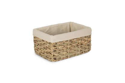 MEDIUM THATCH GRASS STORAGE BASKET with WHITE LINING
