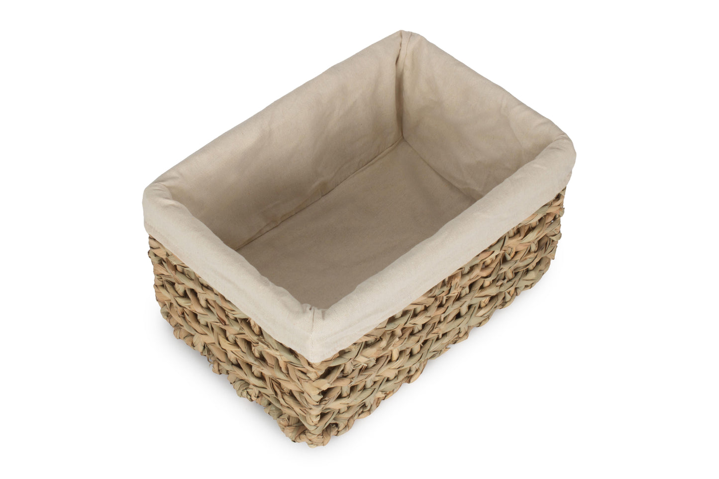 MEDIUM THATCH GRASS STORAGE BASKET with WHITE LINING