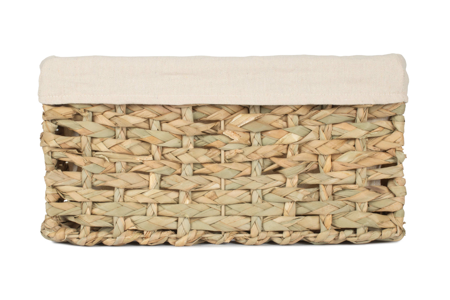 MEDIUM THATCH GRASS STORAGE BASKET with WHITE LINING