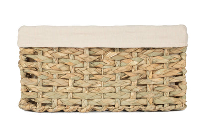 MEDIUM THATCH GRASS STORAGE BASKET with WHITE LINING