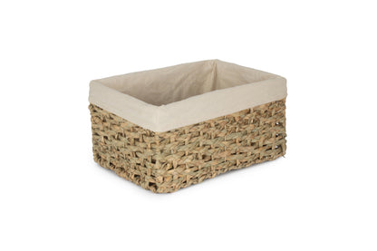 LARGE THATCH GRASS STORAGE BASKET with WHITE LINING