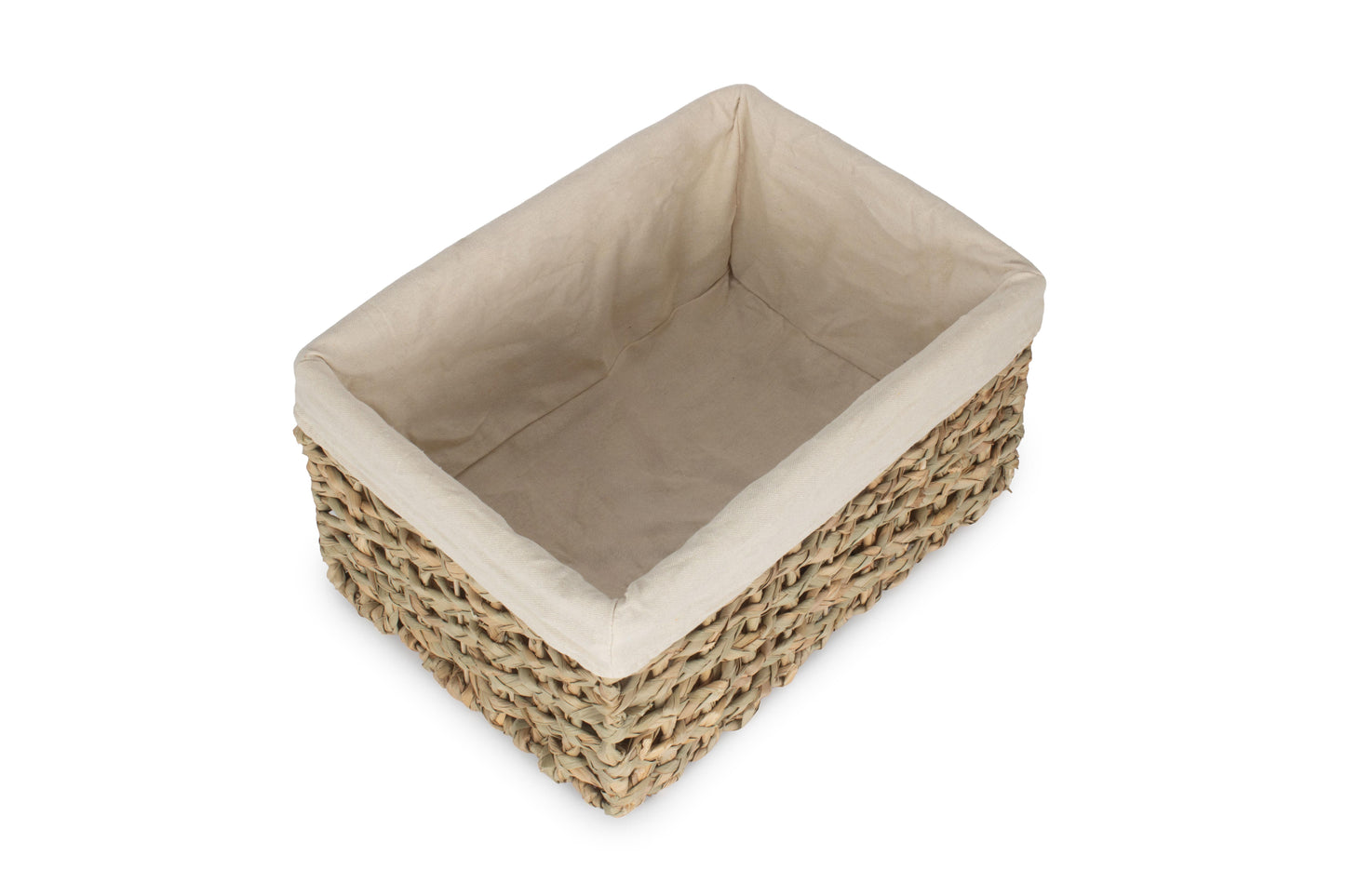 LARGE THATCH GRASS STORAGE BASKET with WHITE LINING