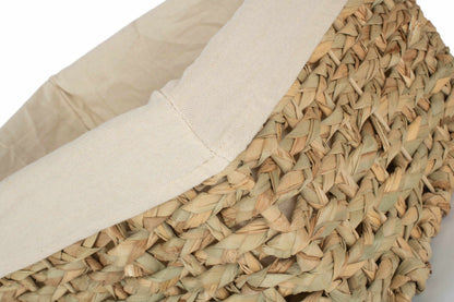 LARGE THATCH GRASS STORAGE BASKET with WHITE LINING