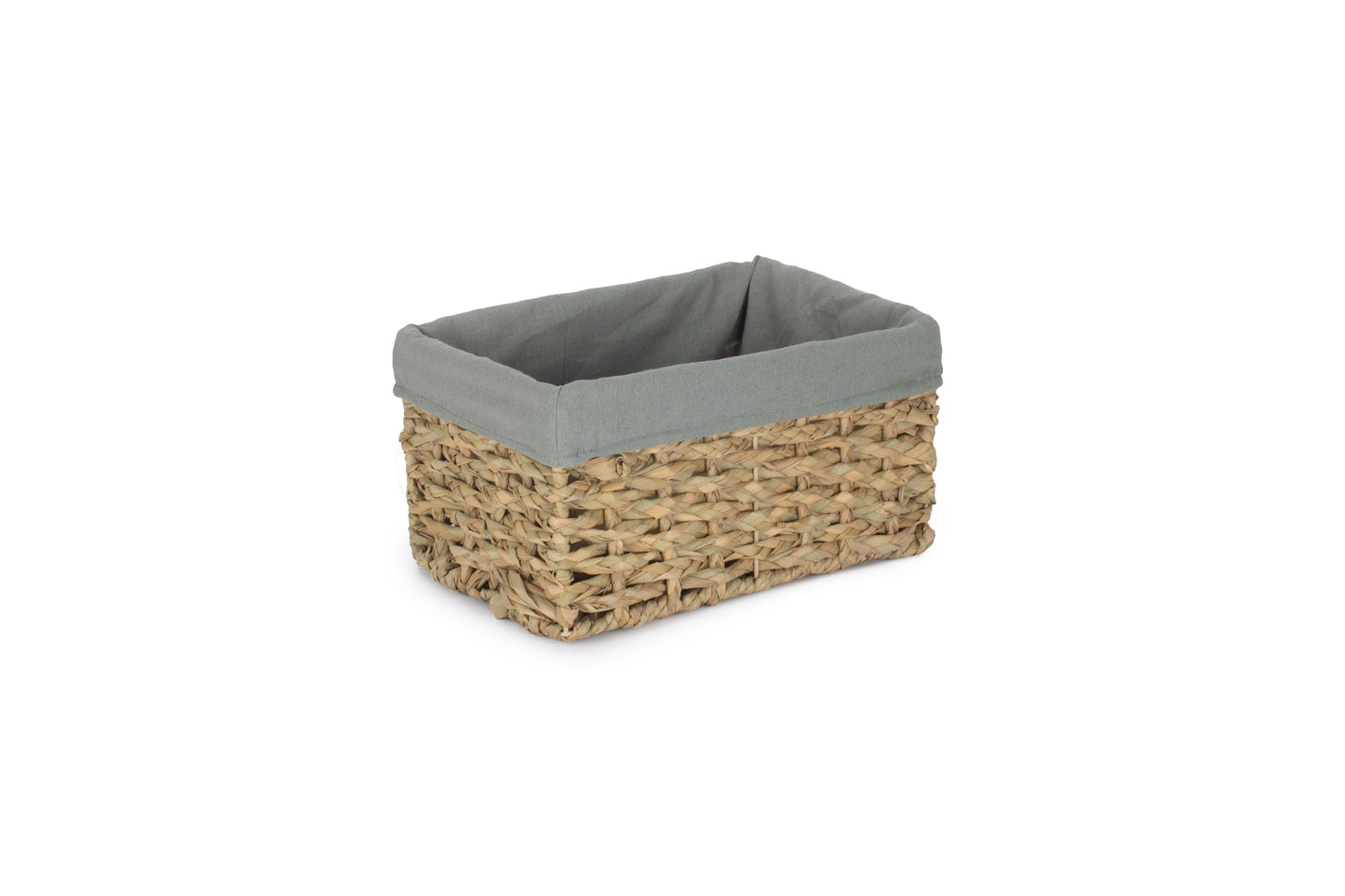 SMALL THATCH GRASS STORAGE BASKET with SAGE GREY LINING