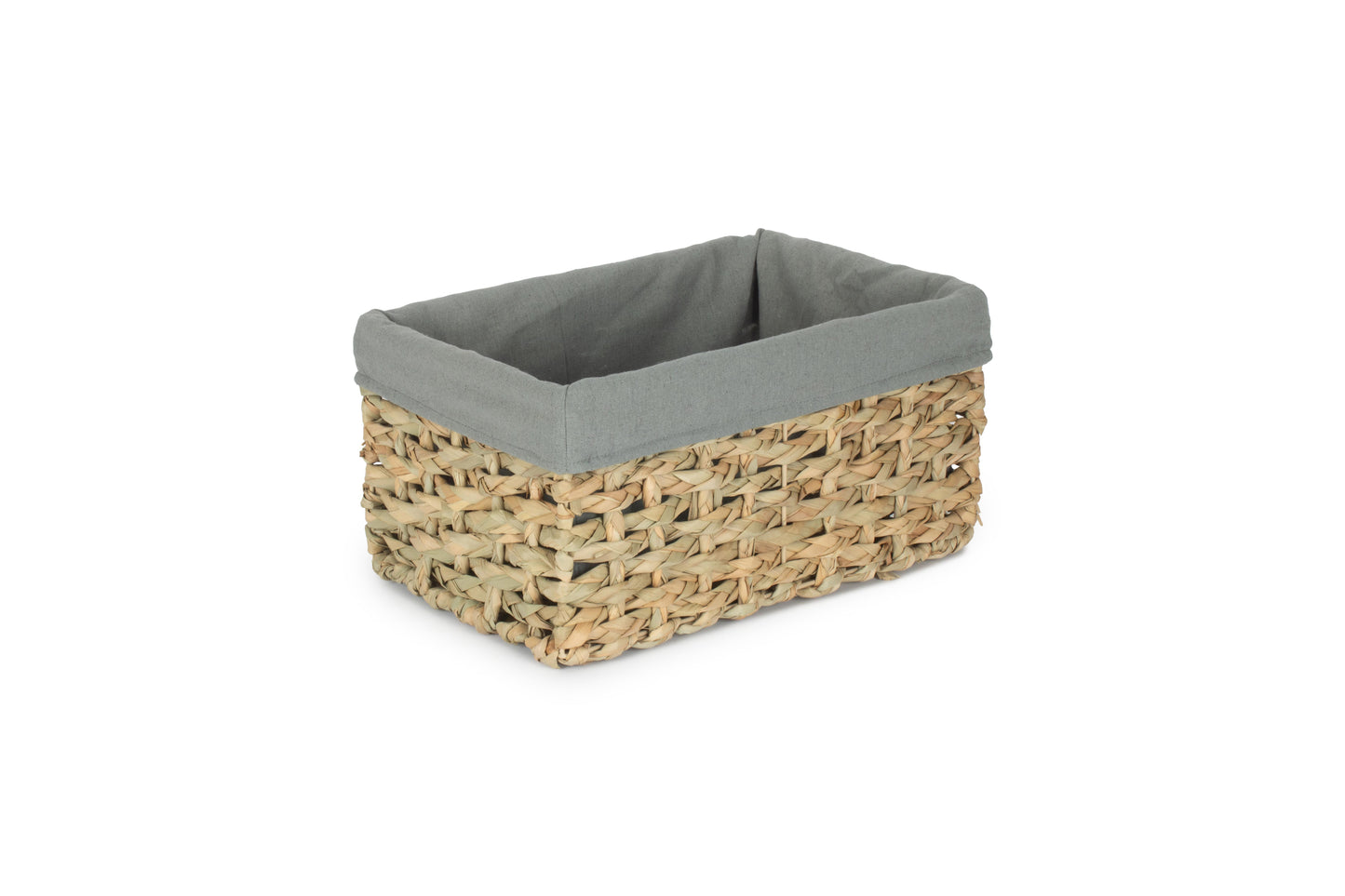 MEDIUM THATCH GRASS STORAGE BASKET with SAGE GREY LINING