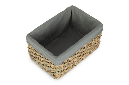 MEDIUM THATCH GRASS STORAGE BASKET with SAGE GREY LINING