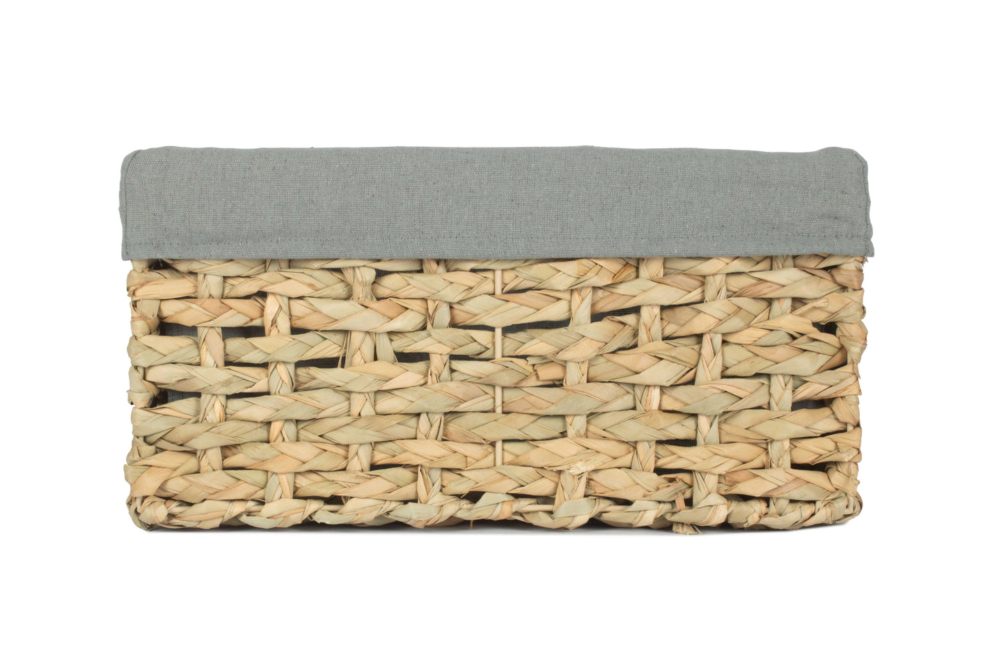 MEDIUM THATCH GRASS STORAGE BASKET with SAGE GREY LINING