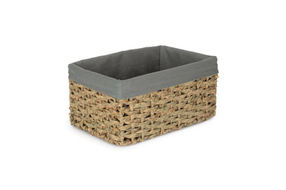 LARGE THATCH GRASS STORAGE BASKET with SAGE GREY LINING