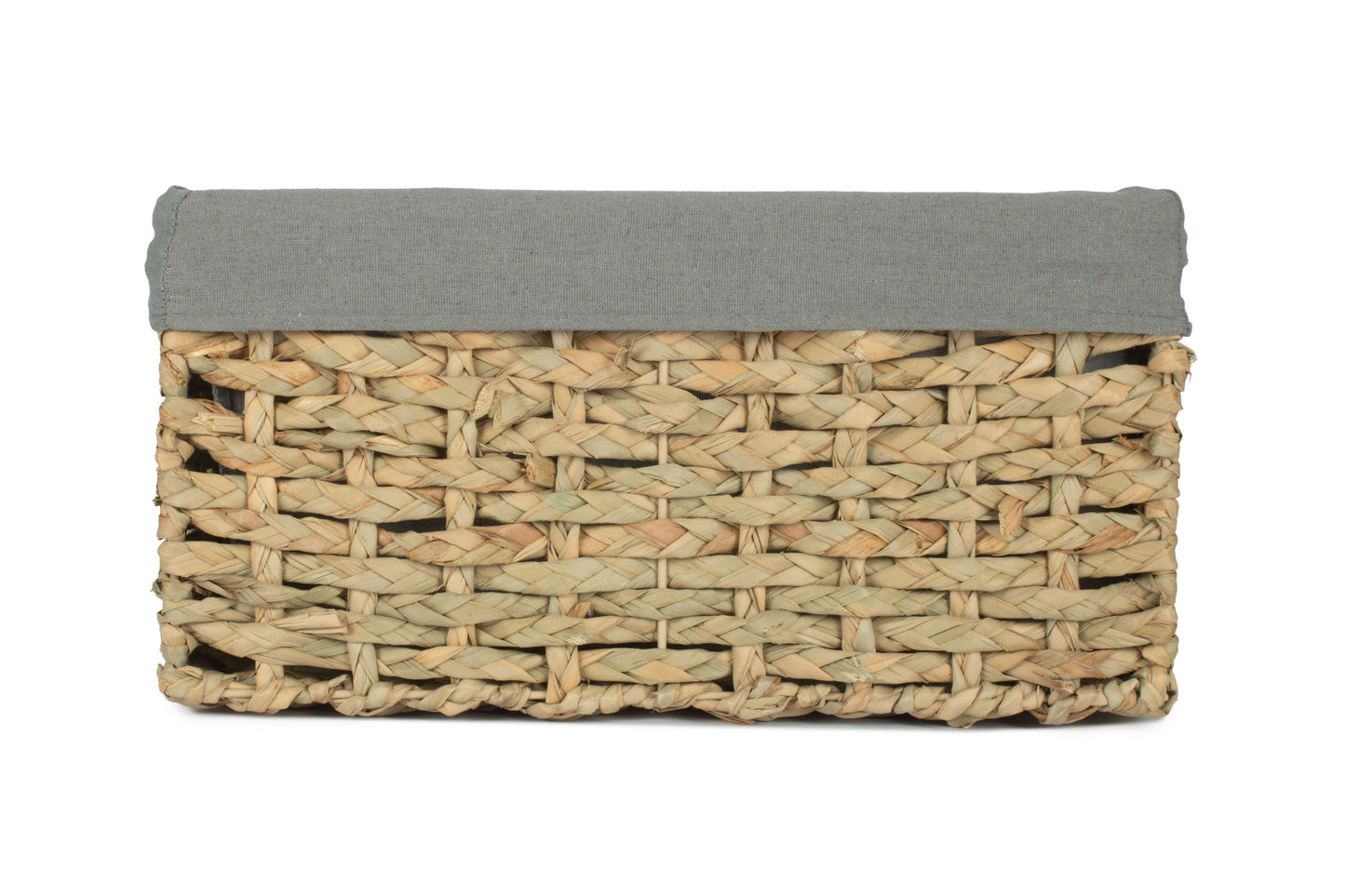 LARGE THATCH GRASS STORAGE BASKET with SAGE GREY LINING