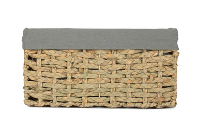 LARGE THATCH GRASS STORAGE BASKET with SAGE GREY LINING