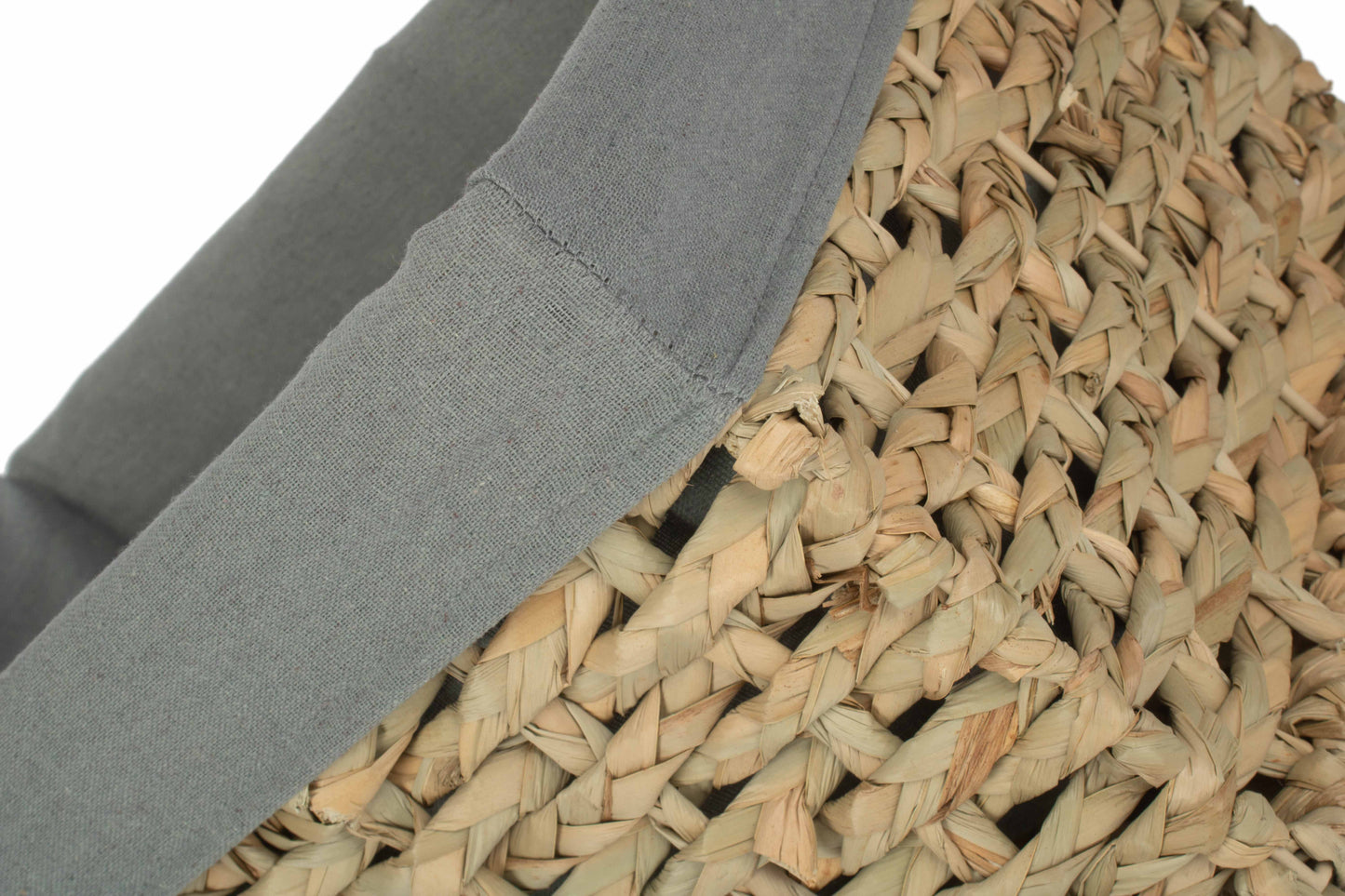 LARGE THATCH GRASS STORAGE BASKET with SAGE GREY LINING