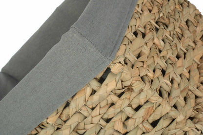 LARGE THATCH GRASS STORAGE BASKET with SAGE GREY LINING