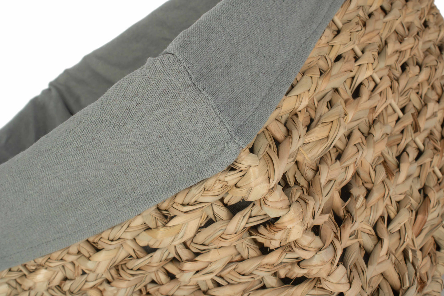 EXTRA LARGE THATCH GRASS STORAGE BASKET with SAGE GREY LINING