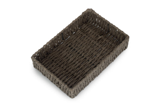 SMALL RECTANGULAR STRAIGHT-SIDED GREY PAPER ROPE TRAY