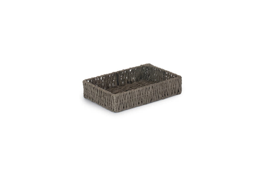 SMALL RECTANGULAR STRAIGHT-SIDED GREY PAPER ROPE TRAY