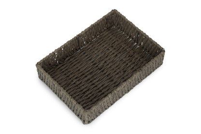MEDIUM RECTANGULAR STRAIGHT-SIDED GREY PAPER ROPE TRAY