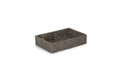 MEDIUM RECTANGULAR STRAIGHT-SIDED GREY PAPER ROPE TRAY
