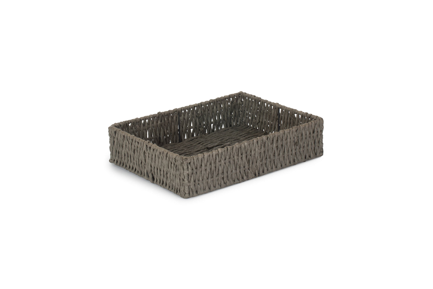 LARGE RECTANGULAR STRAIGHT-SIDED GREY PAPER ROPE TRAY
