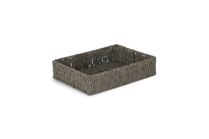 LARGE RECTANGULAR STRAIGHT-SIDED GREY PAPER ROPE TRAY