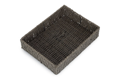 LARGE RECTANGULAR STRAIGHT-SIDED GREY PAPER ROPE TRAY