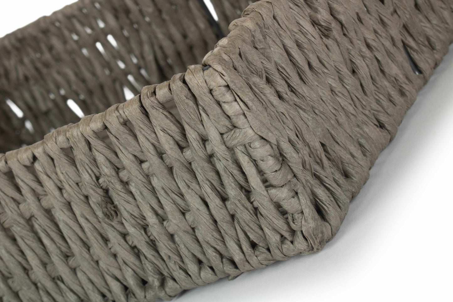 LARGE RECTANGULAR STRAIGHT-SIDED GREY PAPER ROPE TRAY