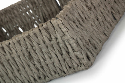 LARGE RECTANGULAR STRAIGHT-SIDED GREY PAPER ROPE TRAY