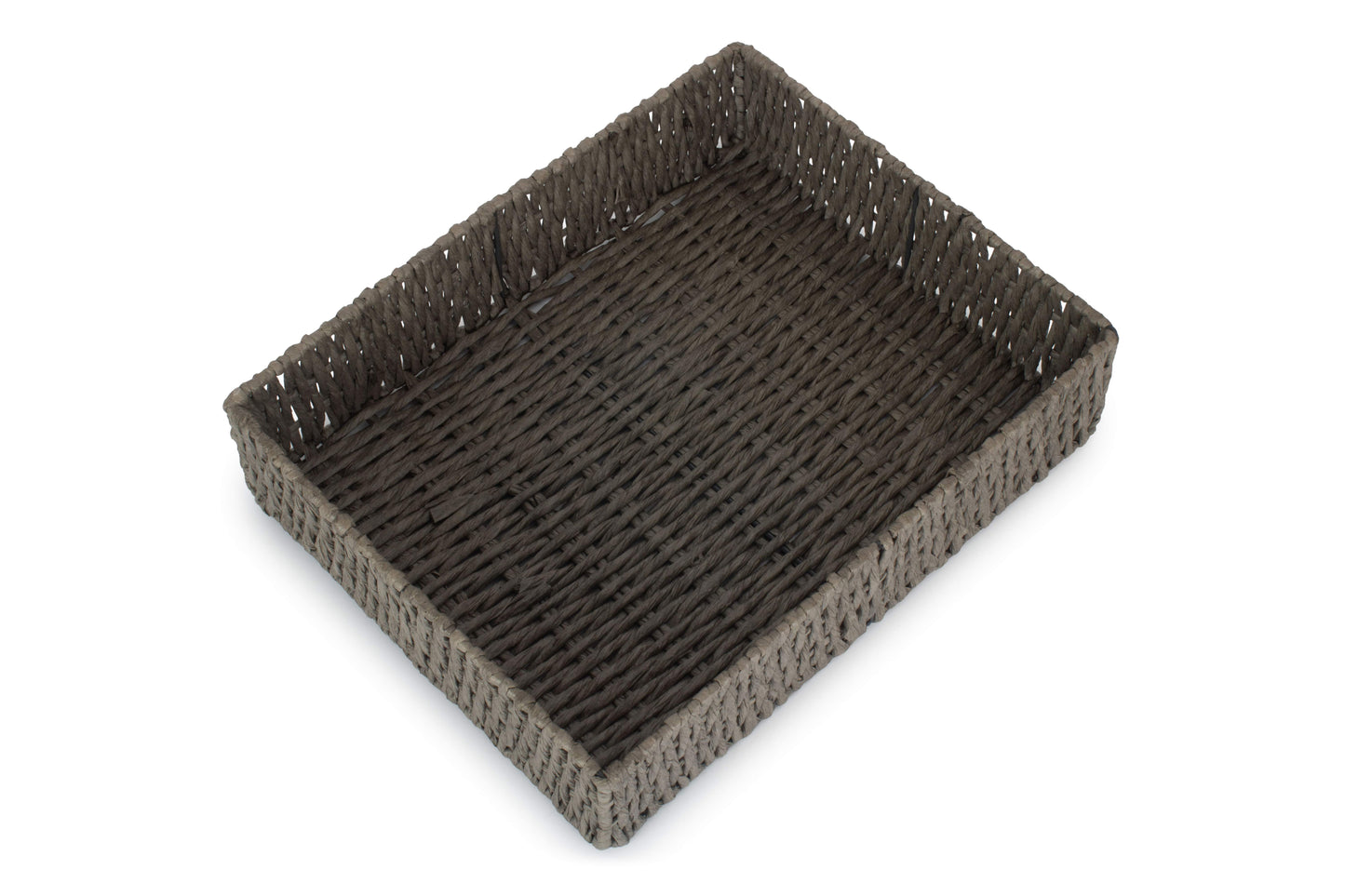 EXTRA LARGE RECTANGULAR STRAIGHT-SIDED GREY PAPER ROPE TRAY