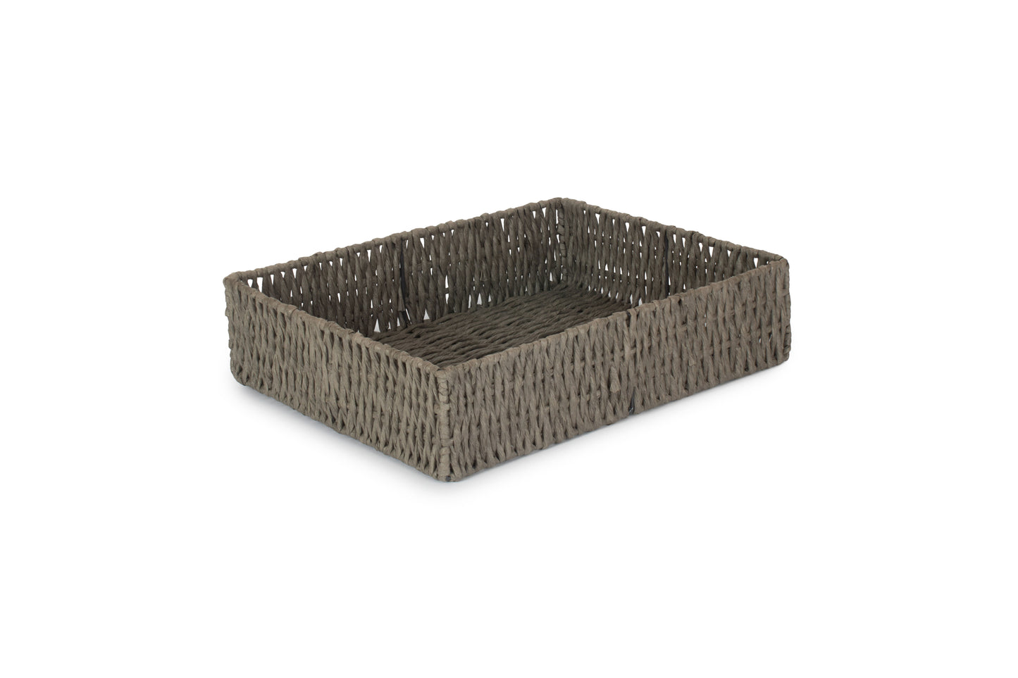 EXTRA LARGE RECTANGULAR STRAIGHT-SIDED GREY PAPER ROPE TRAY